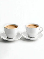 Two Cups of Coffee on White Background