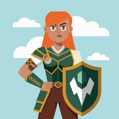 knight with shield vector fighter women