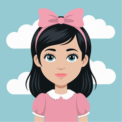 little girl with cloud vector art
