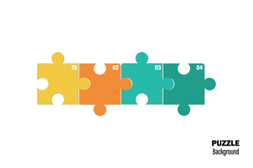 Puzzle infographic with four piece business presentation. 4 Step puzzle round process diagram