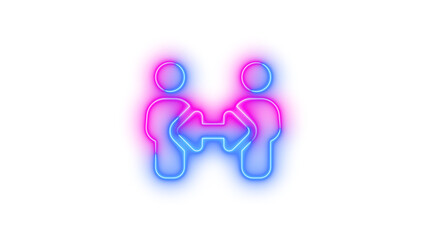 Neon people arrows icon blue pink color glowing with transparent background
