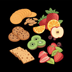 snacks and fruits Adobe Illustrator Artwork