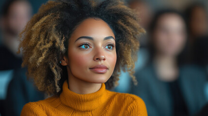 Worried people attending a community meeting about local environmental concerns, listening intently