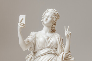 statue taking selfie