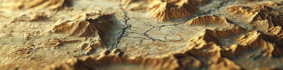 Fototapeta premium A close-up view of a mountain range with rugged peaks and valleys