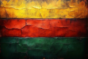 Naklejka premium A textured, vintage flag illustration ideal for Black History Month promotions, heritage events, or patriotic celebrations with a rustic feel.