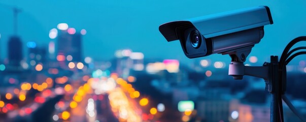 City night surveillance camera urban security © STwul