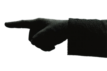 PNG Hand pointing finger black white.