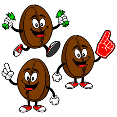 Coffee Bean Character Set 01, Hand Drawn illustrations