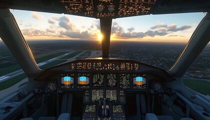 View from the cockpit window during takeoff of commercial airplane


