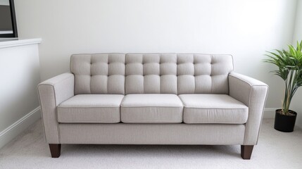 Beige Tufted Sofa in Modern Living Room