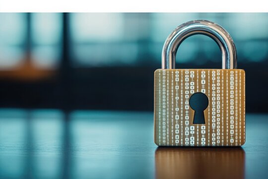 Innovative padlock featuring binary code design, symbolizing digital security and data protection in the modern age.