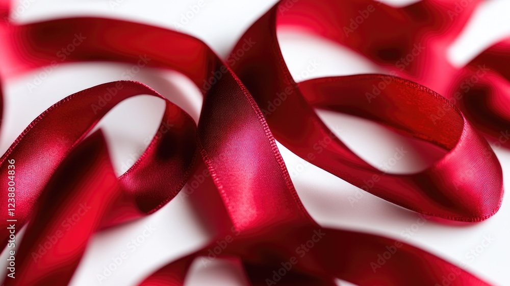 Poster a close-up shot of a red ribbon against a white background