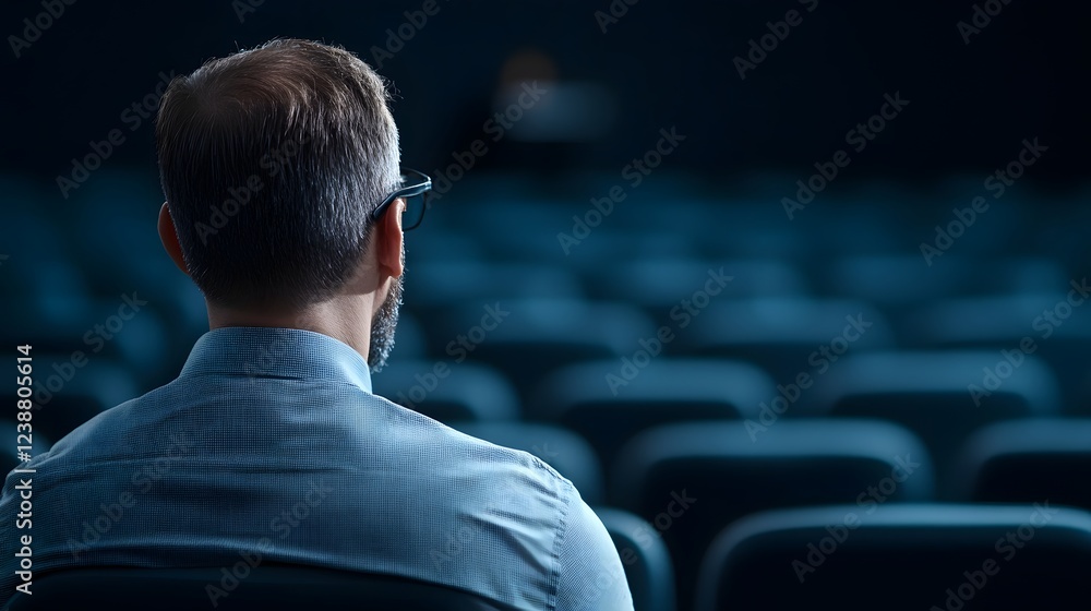 Aufkleber university professor delivering lecture in modern auditorium with digital presentation