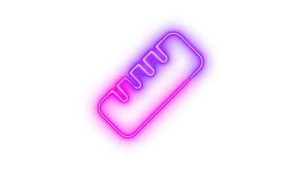 Neon ruler icon pink purple color glowing with transparent background