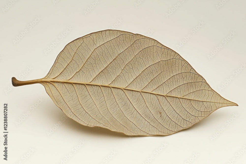 Poster a detailed view of a single leaf on a plain white background