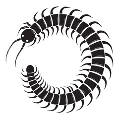 Circular Centipede Silhouette Vector Design