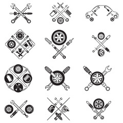 Vector logo of car parts, auto repair vector illustration