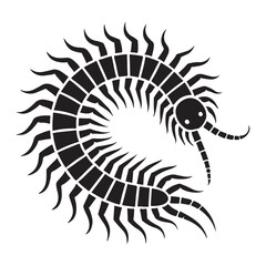 Centipede Silhouette Illustration for Insect Designs