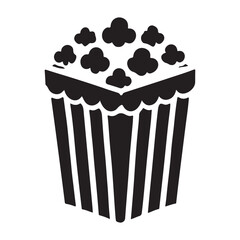 Classic Popcorn Bucket Silhouette Vector Illustration