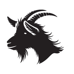 Goat Head Silhouette Vector Illustration Design Element