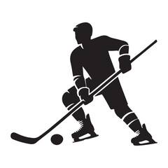 Silhouette of a Hockey Player in Action