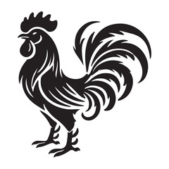 Rooster Silhouette Illustration for Farm Animal Designs