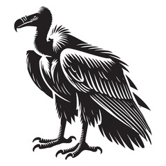 Powerful Black and White Vulture Silhouette Illustration