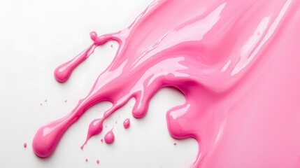 Naklejka premium Vibrant pink paint fluid flowing on a white background, creates a visual effect, generative AI