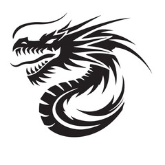Tribal Dragon Silhouette Vector Illustration Design
