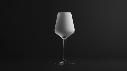 Elegant empty wine glass on minimalist black background with soft lighting