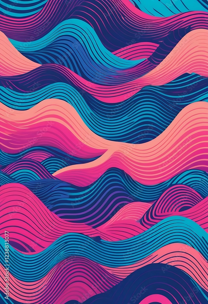 Poster abstract colorful wavy line pattern design