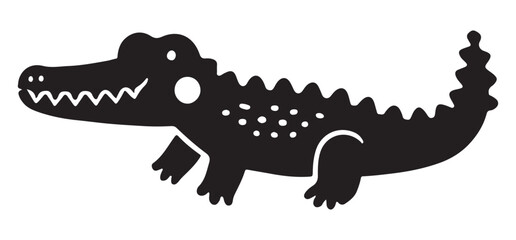 Silhouette of a Friendly Cartoon Crocodile