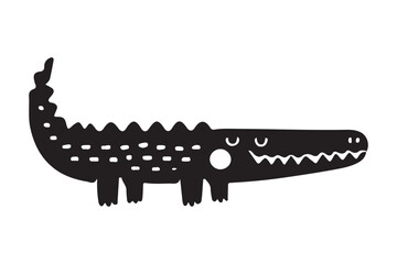 Cute Crocodile Silhouette Vector Illustration for Kids