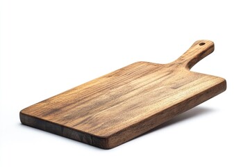 Fototapeta premium A wooden cutting board placed on a white surface, perfect for chopping vegetables or meat