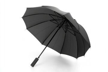 A simple image of an open black umbrella against a white background
