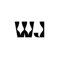 WJ monogram logo design letter text name symbol monochrome logotype alphabet character simple logo