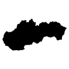 Black map of Slovakia. Black map isolated on white background. Silhouette, Europe geography. 