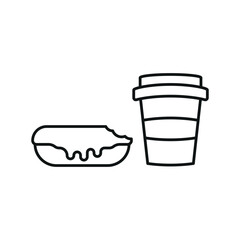 Drink and éclair set food icon represents a delightful dessert combo, perfect for café menus, bakery designs, and sweet treat illustrations.