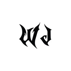 WJ monogram logo design letter text name symbol monochrome logotype alphabet character simple logo