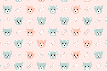 Fototapeta premium Dog and bone pattern background flat style illustration design
