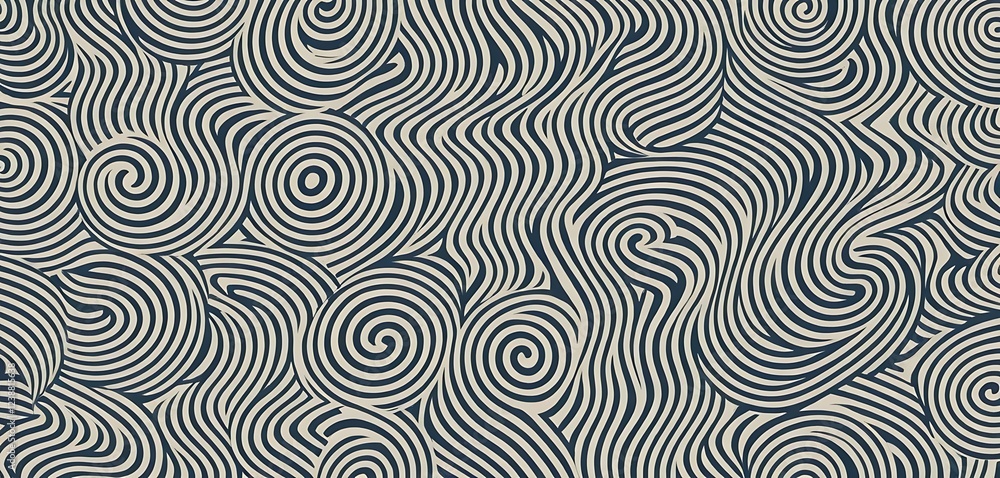 Poster abstract swirling lines and concentric circles pattern design