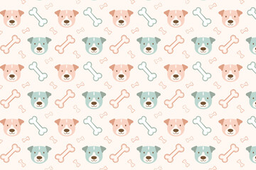 Fototapeta premium Dog and bone pattern background flat style illustration design
