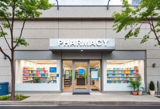 Exterior de una farmacia moderna
