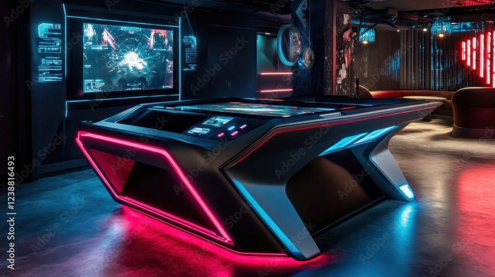 Poster futuristic gaming console interactive display system