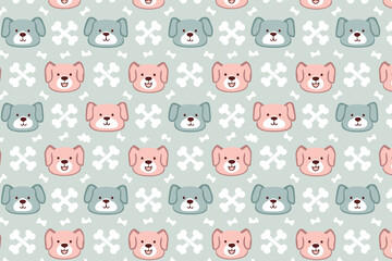 Dog and bone pattern background flat style illustration design