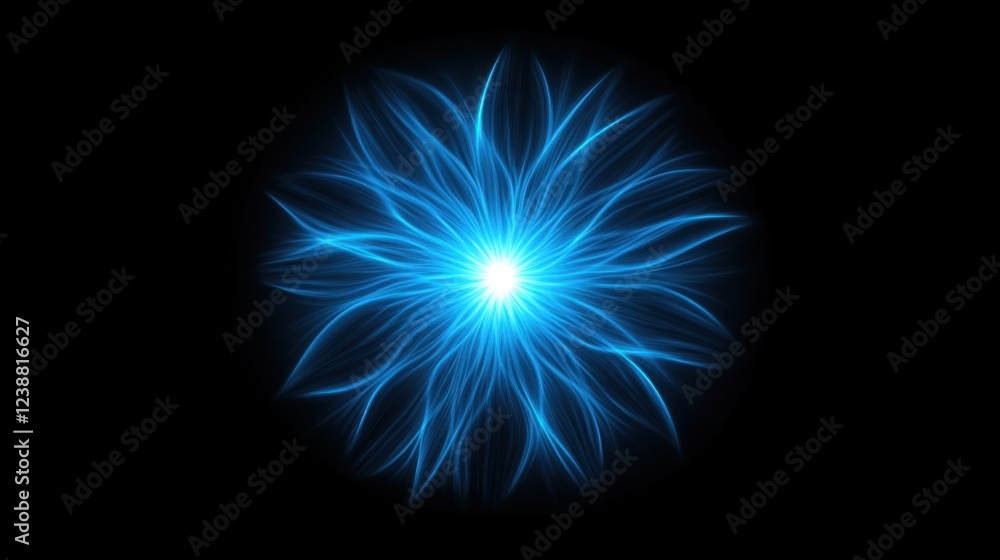 Aufkleber a futuristic abstract tech background featuring vibrant blue neon laser rays arranged in a dynamic c