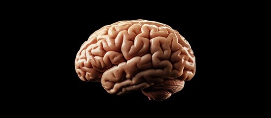 Human brain, isolated, black background, medical study