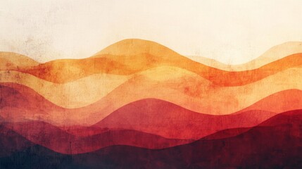 Abstract Watercolor Landscape with Warm Gradient Waves