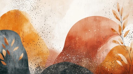 Fototapeta premium Abstract Watercolor Landscape with Autumnal Hues